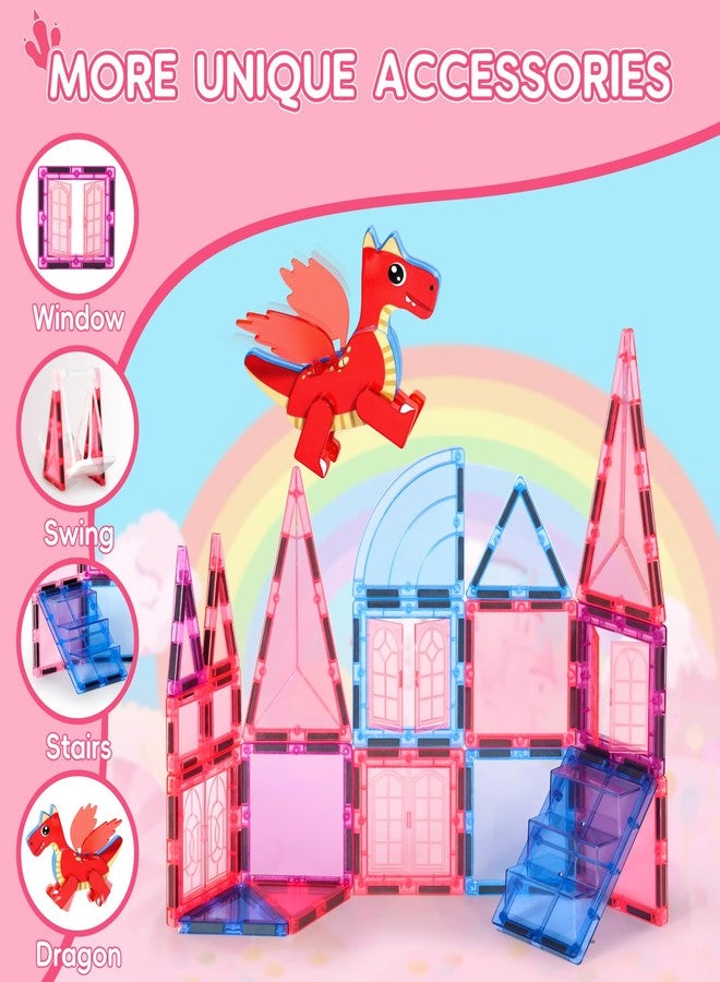 VANLINNY Magnetic Tiles for Kids Age 4-8 with Dragon, 36 Piece Princess Castle Magnet Tiles for Girls, Movable Dragon Sensory Toys for 3+, Creative Construction Building Set for Class, Xmas Gift for Grandkids - Image 4